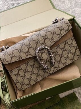 Gucci Beige and Brown GG Supreme Dionysus Crossbody